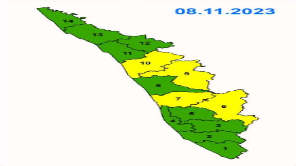 Rain update Kerala  Weather Updates In Kerala  സംസ്ഥാനത്ത് വീണ്ടും മഴ മുന്നറിയിപ്പ്  4ജില്ലകളിൽ യെല്ലോ അലർട്ട്  ഒറ്റപ്പെട്ട മഴയ്ക്കും ഇടിമിന്നലിലും സാധ്യത  മത്സ്യത്തൊഴിലാളികൾക്കും തീരദേശവാസികൾക്കും ജാഗ്രത  കാലാവസ്ഥ മുന്നറിയിപ്പ്  Kerala weather Updates