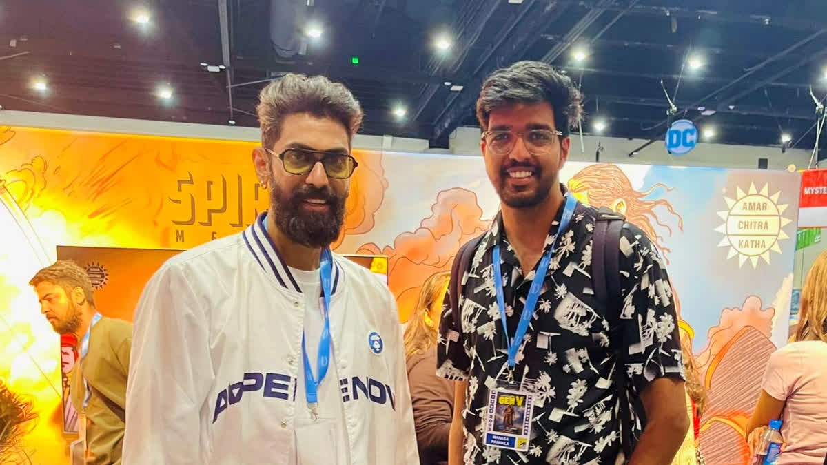 Actor-producer Rana Daggubati with an attendee at Comic Con in Hyderabad last year