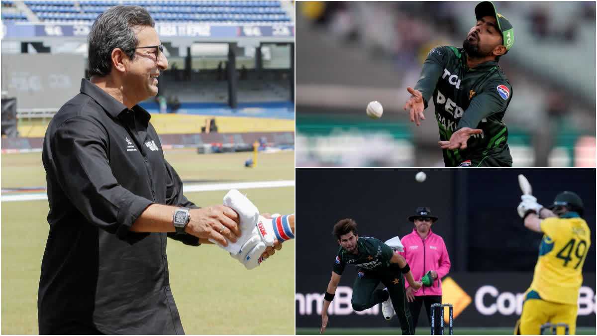 Former Pakistani cricketers Wasim Akram, Babar Azam and Shaheen Afridi