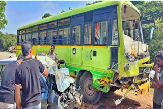 car collided with bus