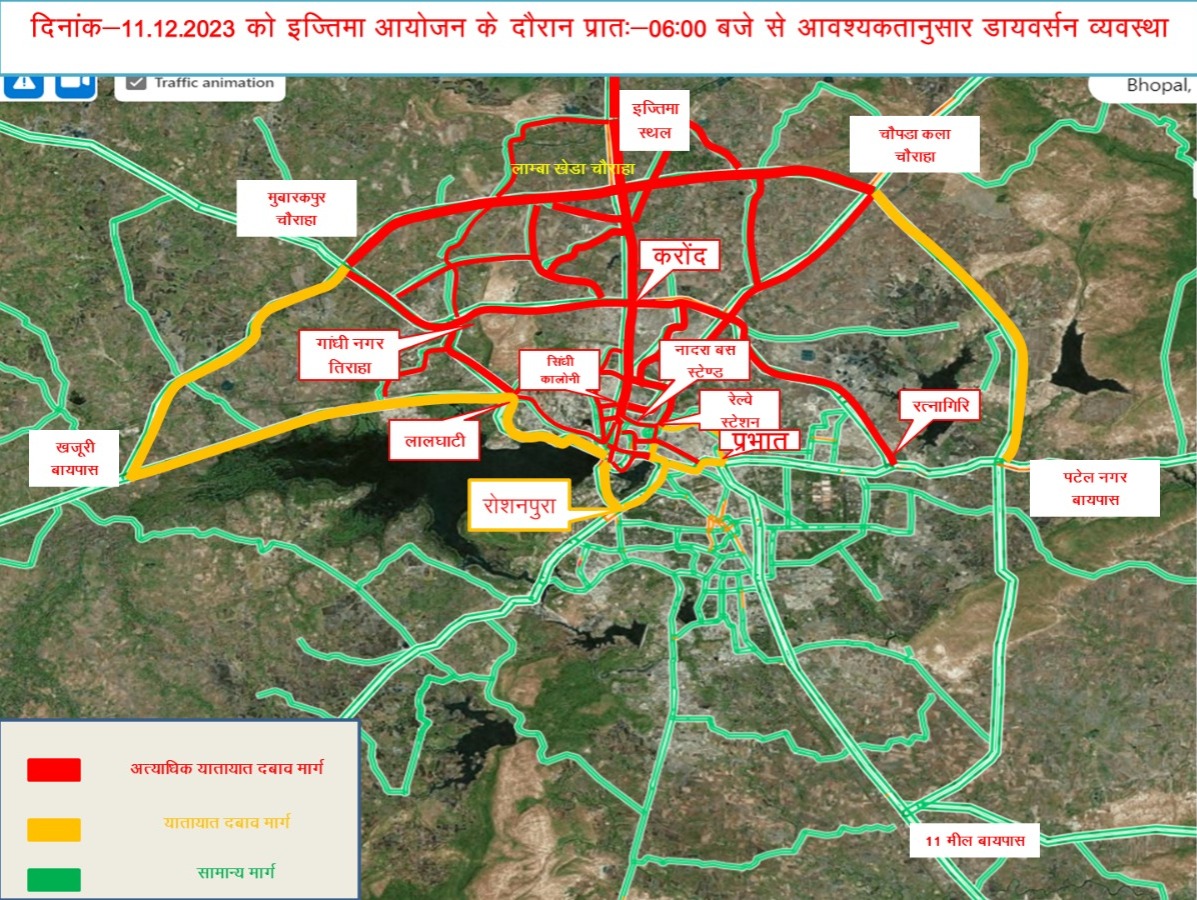 bhopal traffic arrangements will remain changed