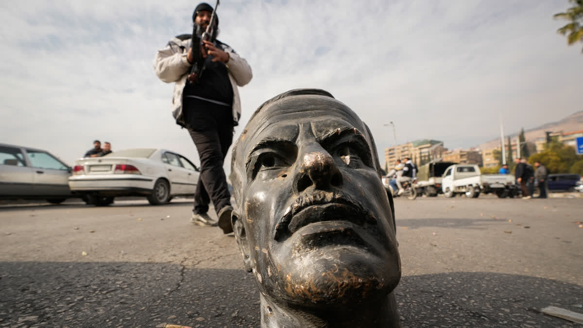 Crowds gathered in Syria's Damascus on Sunday to celebrate the fall of Bashar Assad’s government with chants, prayers and the occasional gunfire after opposition fighters entered the capital following a stunning advance.