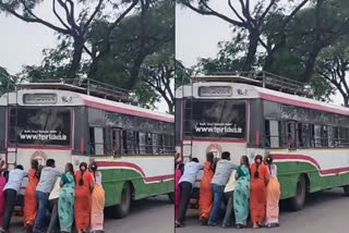 RTC Bus Stuck In Warangal Highway