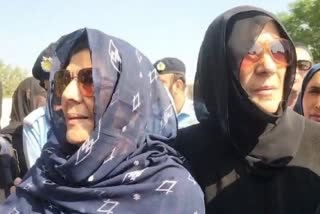 Former Prime Minister Imran Khan's sisters outside the Anti-Terrorism Court in Lahore