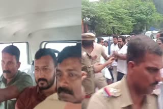 Rahul Mankoottam arrest  Youth congress protest  ഫോര്‍ട്ട് ആശുപത്രി  വാഹനം തടഞ്ഞ് പ്രതിഷേധം