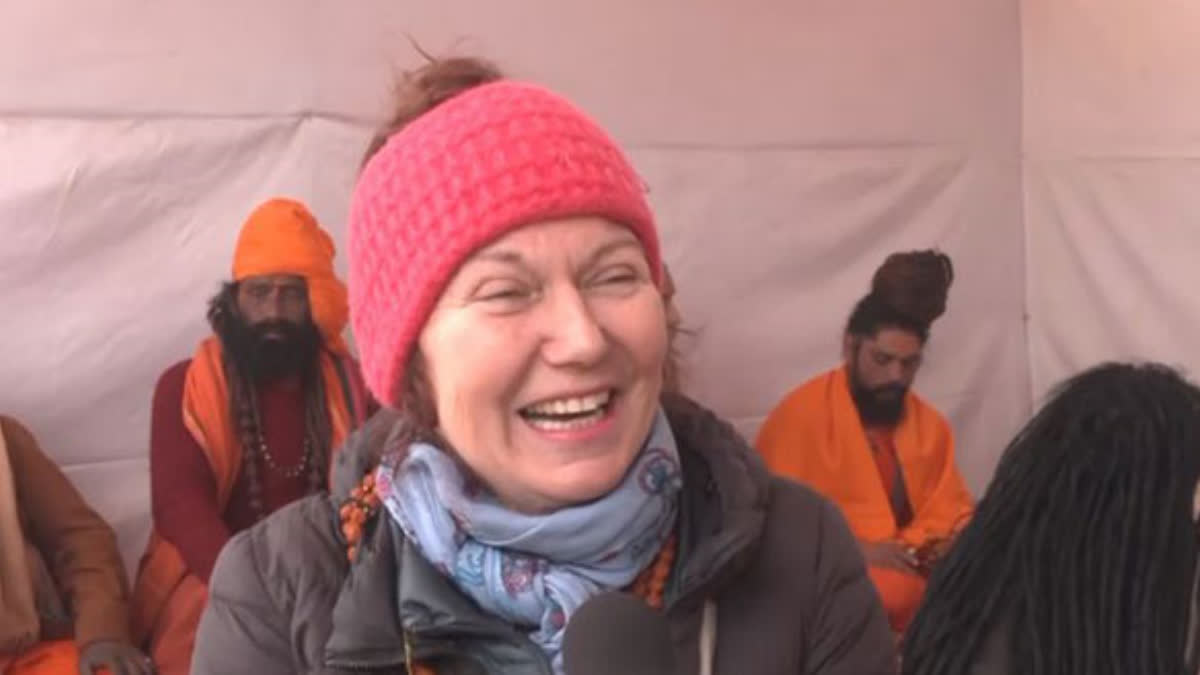 FRENCH WOMAN  HINDUISM BRINGS HER TO KUMBH MELA  HINDU RELIGION AND LORD SHIVA  FRENCH WOMAN PASCAL