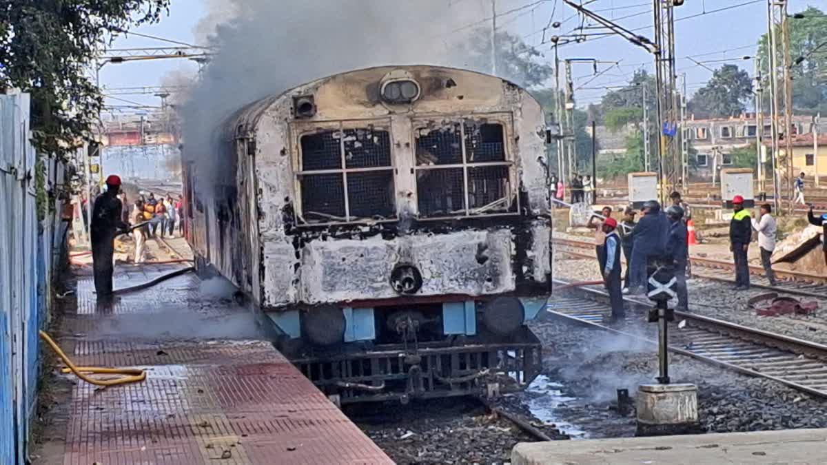 railway inspection train caught fire