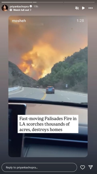 Priyanka Chopra reacts to Palisades fire