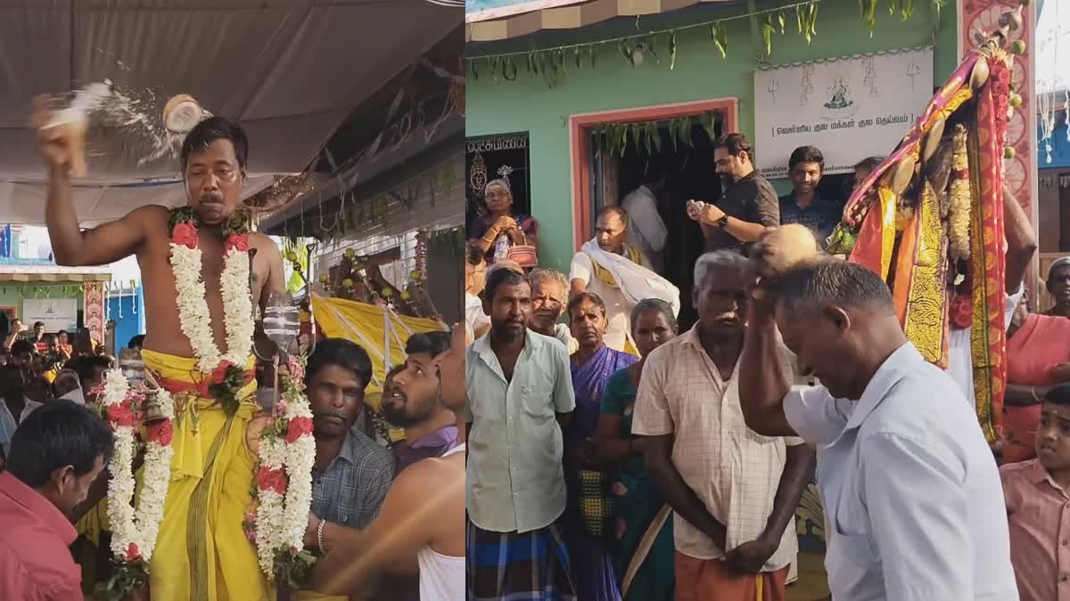 devotees coconut breaking worship