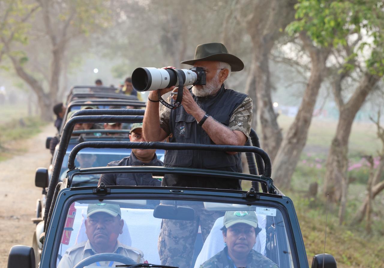 PM Modi at Kaziranga National Park  കാസിരംഗ ദേശീയോദ്യാനം അസം  Elephant Ride Of PM  പ്രധാനമന്ത്രിയുടെ ആന സഫാരി