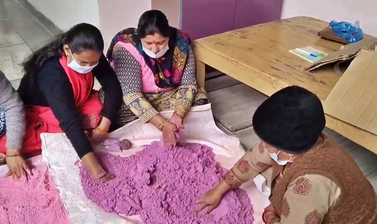 Women made Herbal Colours in Paonta Sahib