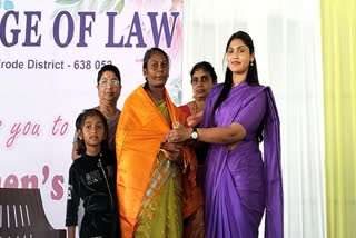 On Womens Day Celebration Erode College of Law honored to cremation worker Thenmozhi