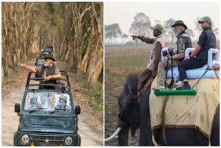 Prime Minister Narendra Modi, on his maiden visit to Kaziranga National Park in Assam and took the elephant and jeep safari on Saturday morning.
