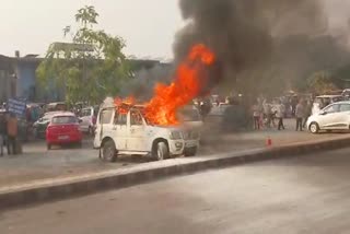 CAR CATCHES FIRE IN RAIPUR