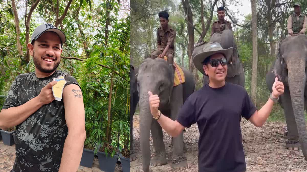 Fan Bhaskar Hazarika is delighted to meet Sachin Tendulkar in Kaziranga