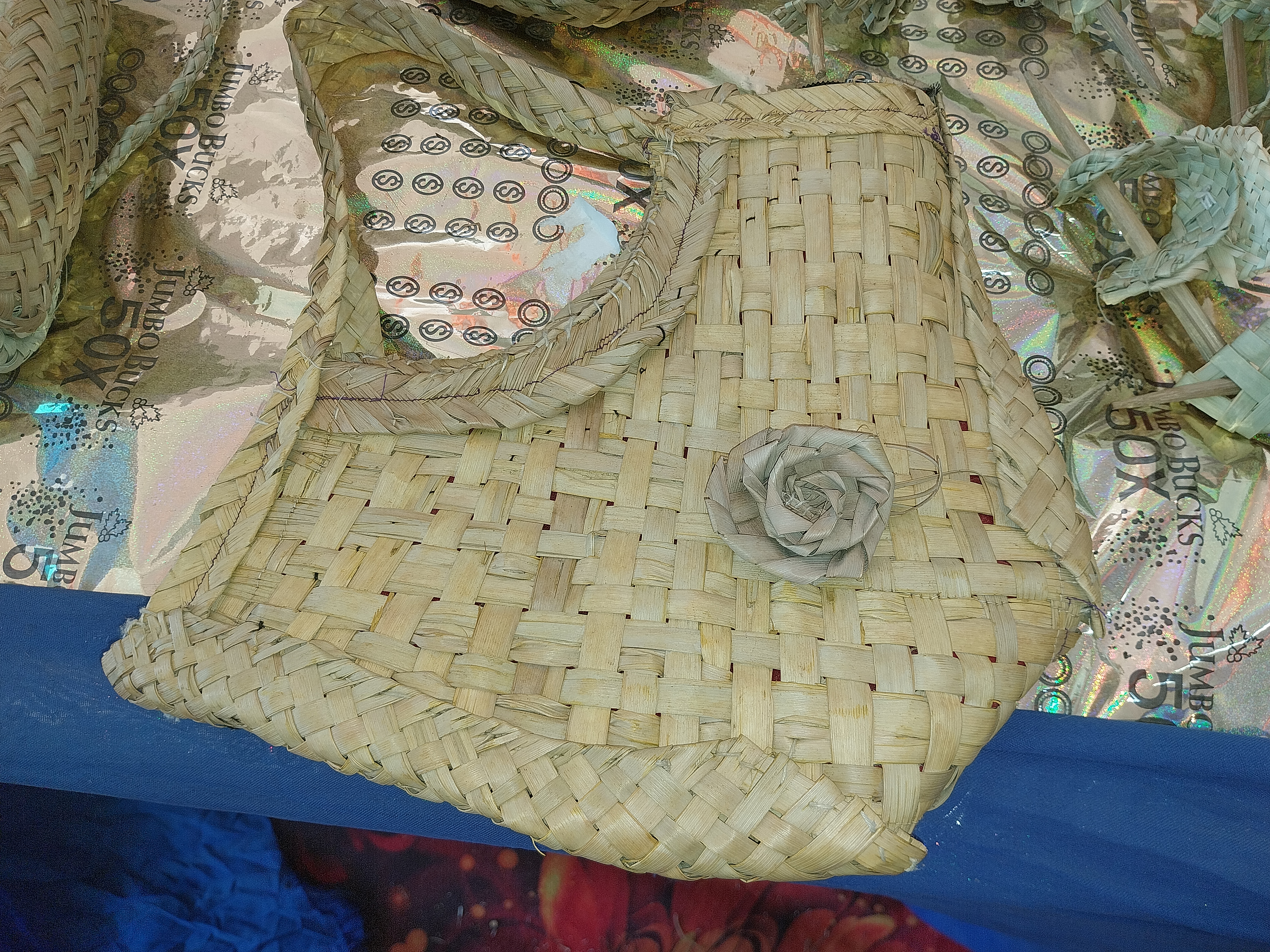 tribal girl made mats Chhind leaves