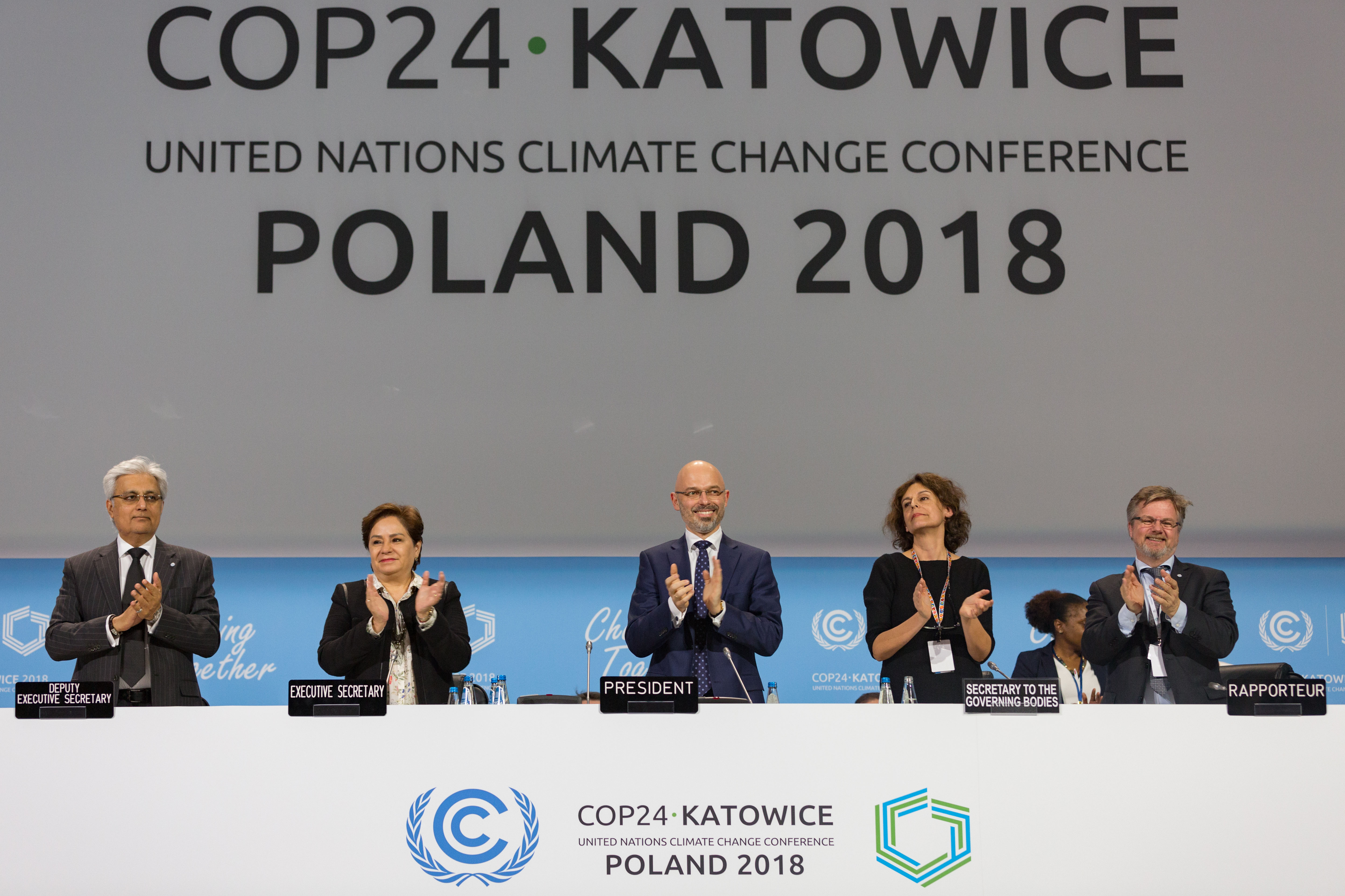 Delegates attend the closing meeting of the UN Climate Change Conference in Katowice, Poland, on December 15, 2018.