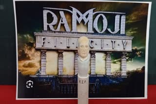 Chalk Art tributes to Ramoji Rao