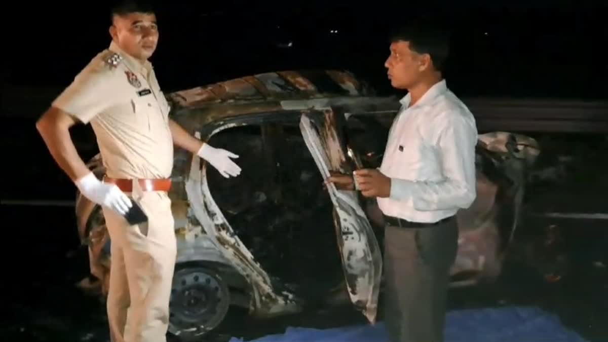 Three Burnt Alive, One Critically Injured As Car Catches Fire After Collision With Truck In Haryana