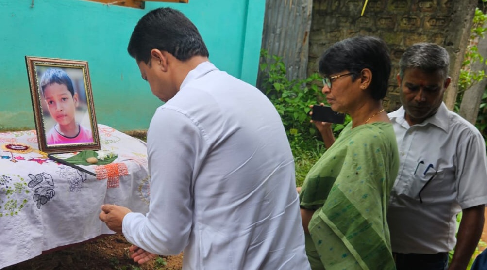 APCC president Bhupen kumar Borah visits family of Abinash sarkar who fell into drain and died, offers condolences