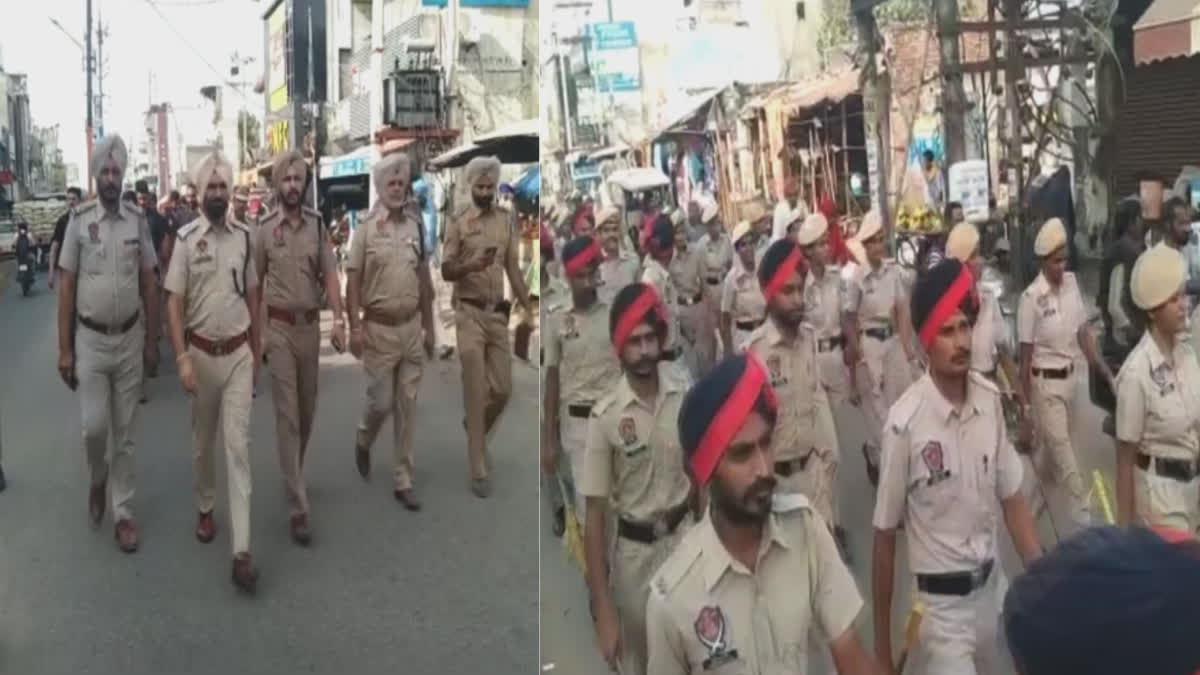 flag march to maintain law and order Moga police