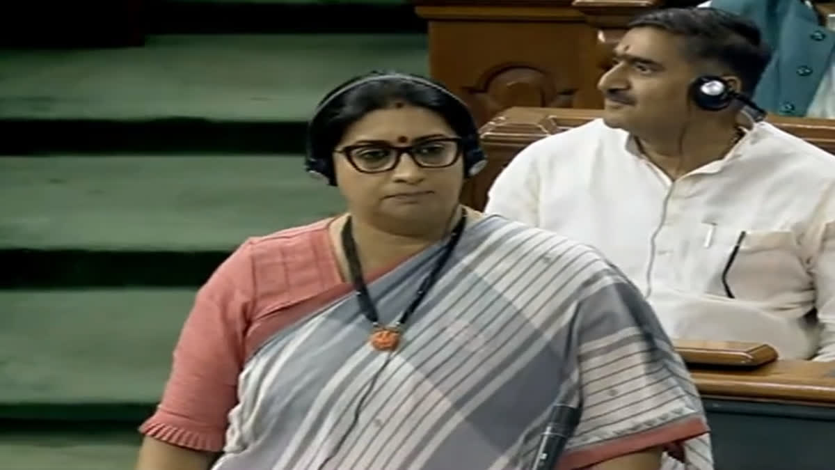 Union Minister Smriti Irani speaks in the Lok Sabha