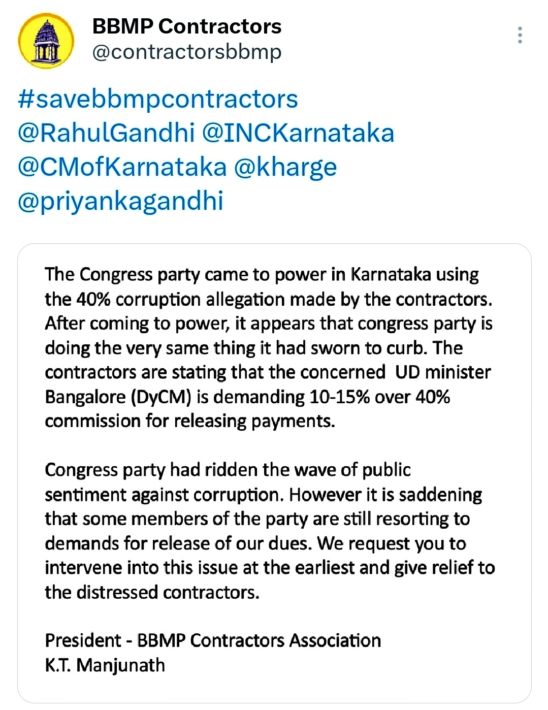 BBMP contractor tweet