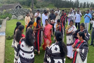 Minister Kayalvizhi Selvaraj with tribal people