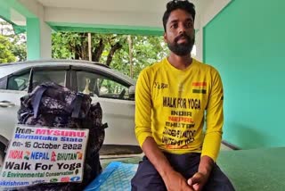 Karnataka youth Krishna Nayak reaches assam by walking to aware people on Yoga and environment