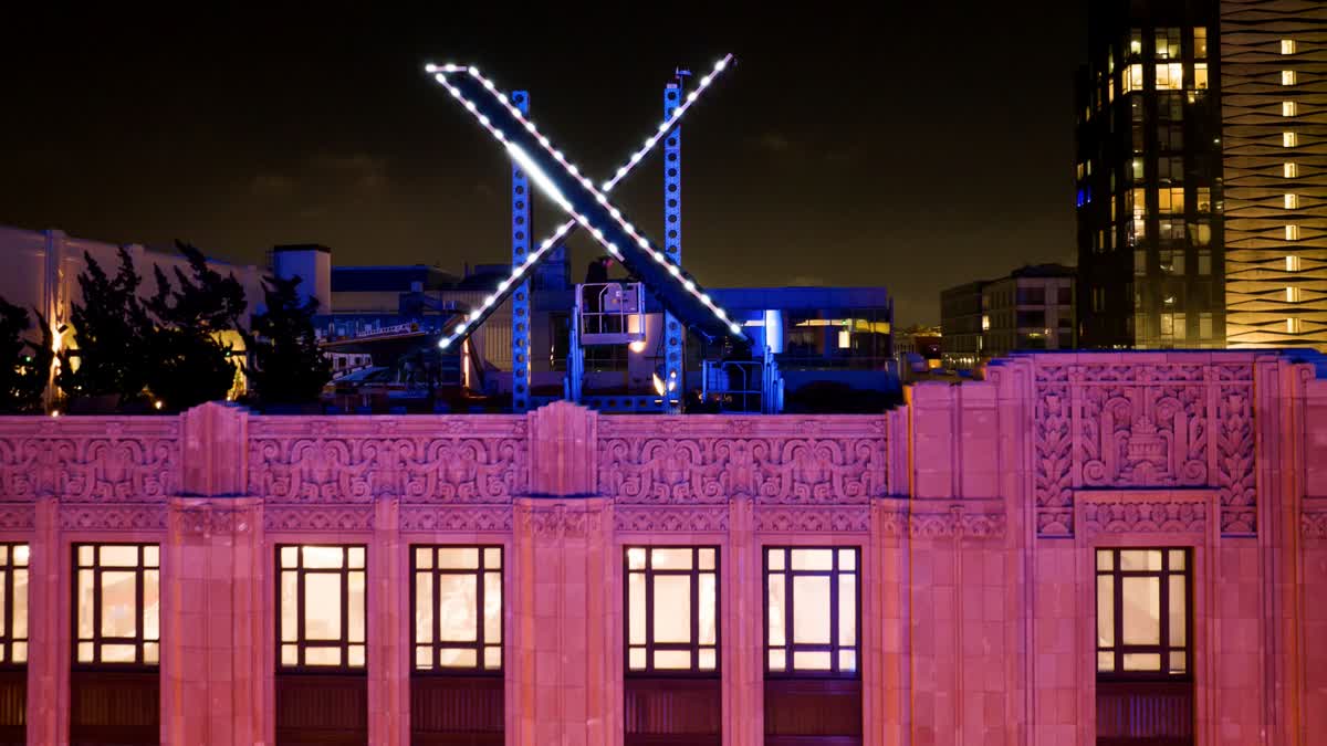 FILE - Workers install lighting on an "X" sign atop the company headquarters, formerly known as Twitter, in downtown San Francisco, Friday, July 28, 2023. (AP)