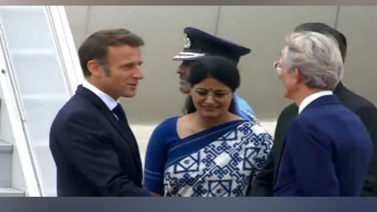 French President Emmanuel Macron arrives in India for G20 Summit