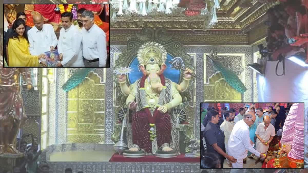 Sharad Pawar takes darshan of Lalbaugcha Raja with son in law sadanand sule and grand daughter revati sule