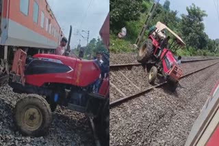 TRACTOR STUCK ON RAILWAY TRACK