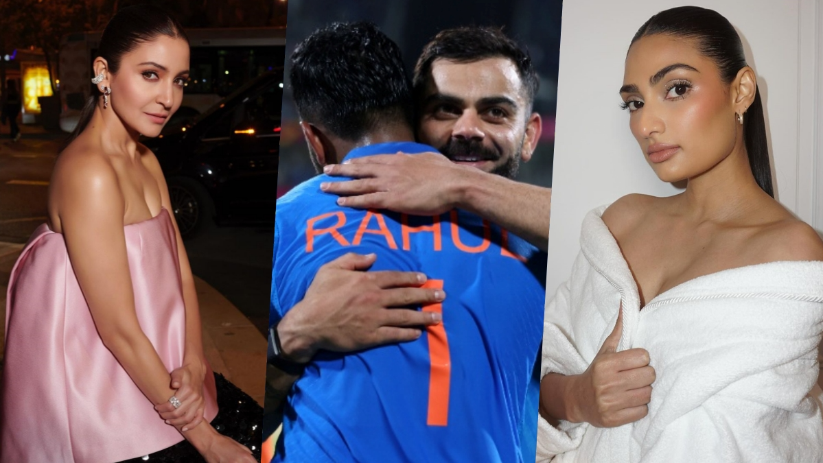 Cricket World Cup  Anushka Sharma  Athiya Shetty  Virat Kohli  KL Rahul  bollywood  entertainment  ಆಸೀಸ್​ ವಿರುದ್ಧ ರಾಹುಲ್​ ವಿರಾಟ್​ ಮಿಂಚು  ಗಂಡಂದಿರ ಆಟ ಶ್ಲಾಘಿಸಿದ ಪತ್ನಿಯರು  ಚೆನ್ನೈನ ಎಂಎ ಚಿದಂಬರಂ ಸ್ಟೇಡಿಯಂ  ವಿರಾಟ್ ಮತ್ತು ರಾಹುಲ್​ ಆಟ  ಬಾಲಿವುಡ್ ನಟಿ ಅನುಷ್ಕಾ ಶರ್ಮಾ  ಭಾರತೀಯ ಕ್ರಿಕೆಟಿಗ ವಿರಾಟ್ ಕೊಹ್ಲಿ  ಸಾಮಾಜಿಕ ಜಾಲತಾಣದಲ್ಲಿ ನೀಲಿ ಹೃದಯದ ಚಿತ್ರ  ಅಥಿಯಾ ಶೆಟ್ಟಿ ಸಹ ಪತಿ ಕೆಎಲ್ ರಾಹುಲ್  best guy ever