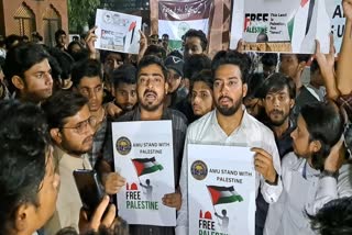 Etv Bharat اے ایم یو طلباء کا فلسطین کی حمایت میں پیدل مارچ