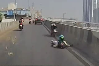 Watch: Narrow escape for young biker in Surat