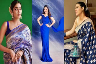 celebrity inspired dresses for colour Blue for day 7 of navaratri 2024