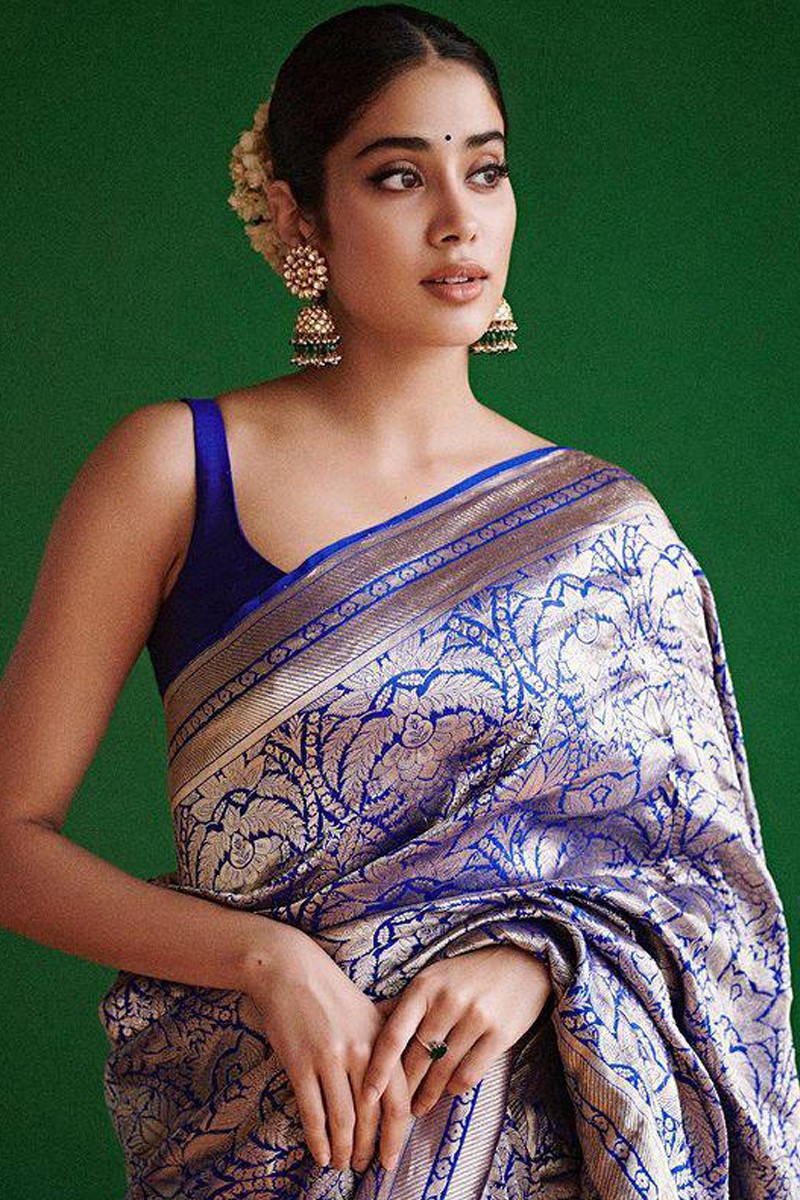 celebrity inspired dresses for colour Blue for day 7 of navaratri 2024