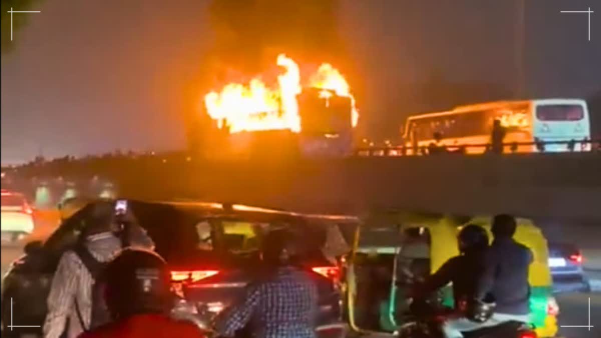 sleeper bus catches fire