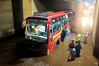 bus stuck in the subway due to rain in Kovilpatti was rescued with passengers