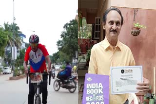 Indian Book Of Records For 63 Year Old In Cycling  സൈക്കിള്‍ ചവിട്ടി  ഇന്ത്യന്‍ ബുക്ക് ഓഫ് റെക്കോര്‍ഡിലേക്ക്  63 Year Old In Cycling In Karnataka  Karnataka  കര്‍ണാടകയിലെ ഹൂബ്ലി