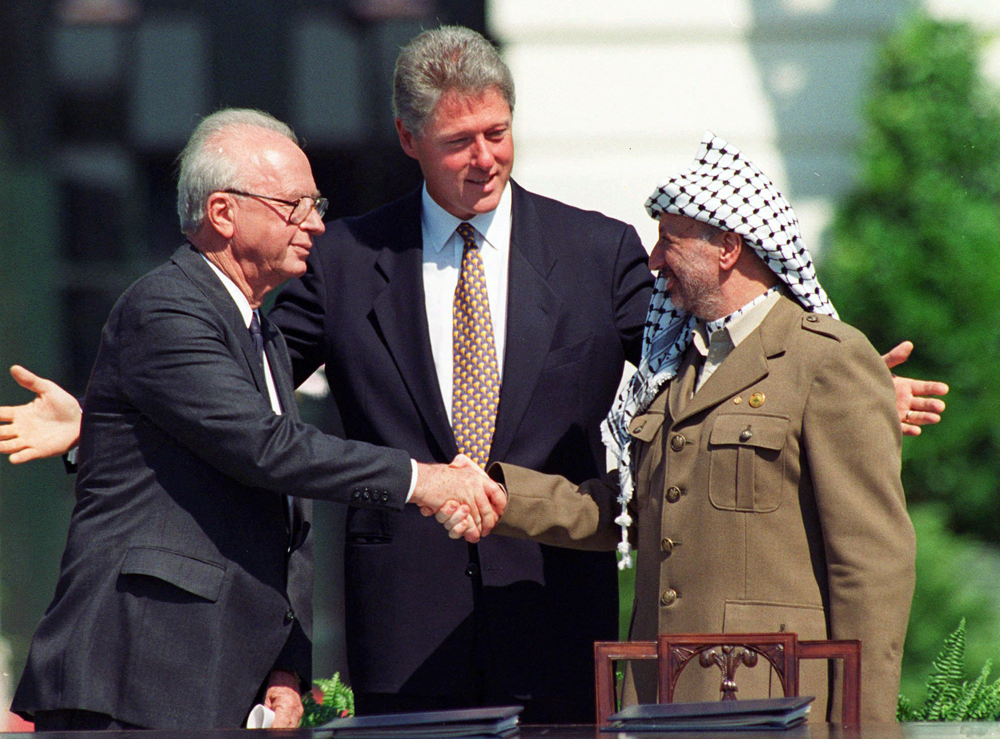 Interim peace deals in the mid-1990s, several ill-fated U.S. peace initiatives by a string of American presidents, including the Oslo Accords - establishing the Palestinian Authority as an autonomy government in the West Bank and Gaza that was meant to lead the way toward an independent Palestinian state alongside Israel - failed, and the internationally recognized Palestinian Authority lost control of Gaza to Hamas in 2007.