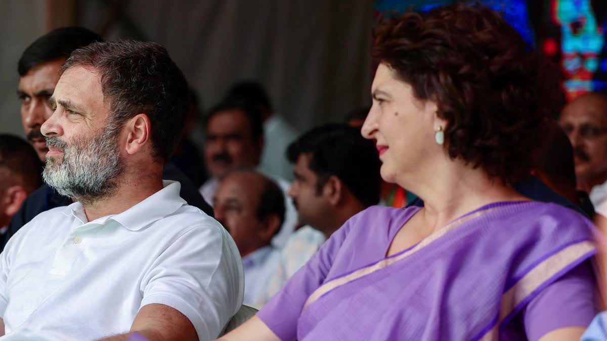 Congress MP Rahul Gandhi with sister Priyanka Gandhi during a campaign rally in Wayanad, Kerala ahead of Wayanad Lok Sabha by-election.