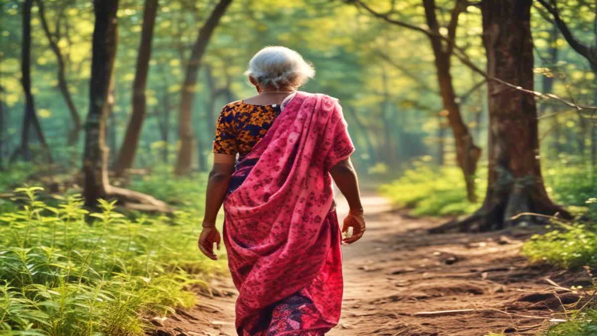 OLD WOMAN IN FOREST