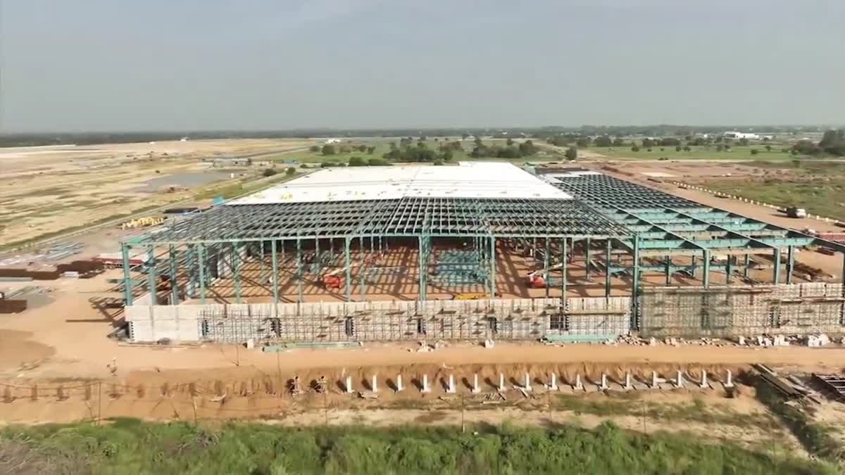 A view of under construction Noida International Airport in Jewar