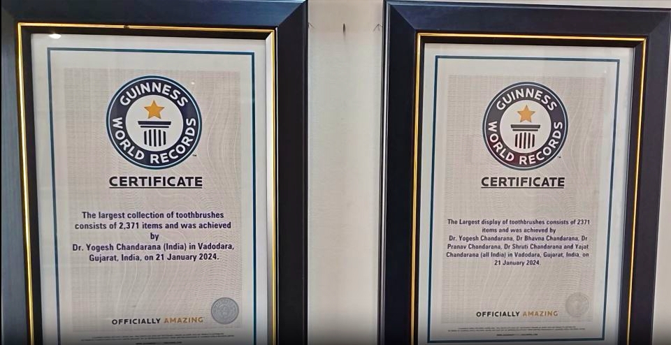 DENTAL MUSEUM GOT GWR  GUINNESS BOOK OF WORLD RECORDS  TOOTHBRUSH COLLECTION  വഡോദര ഡെന്‍റൽ മ്യൂസിയം