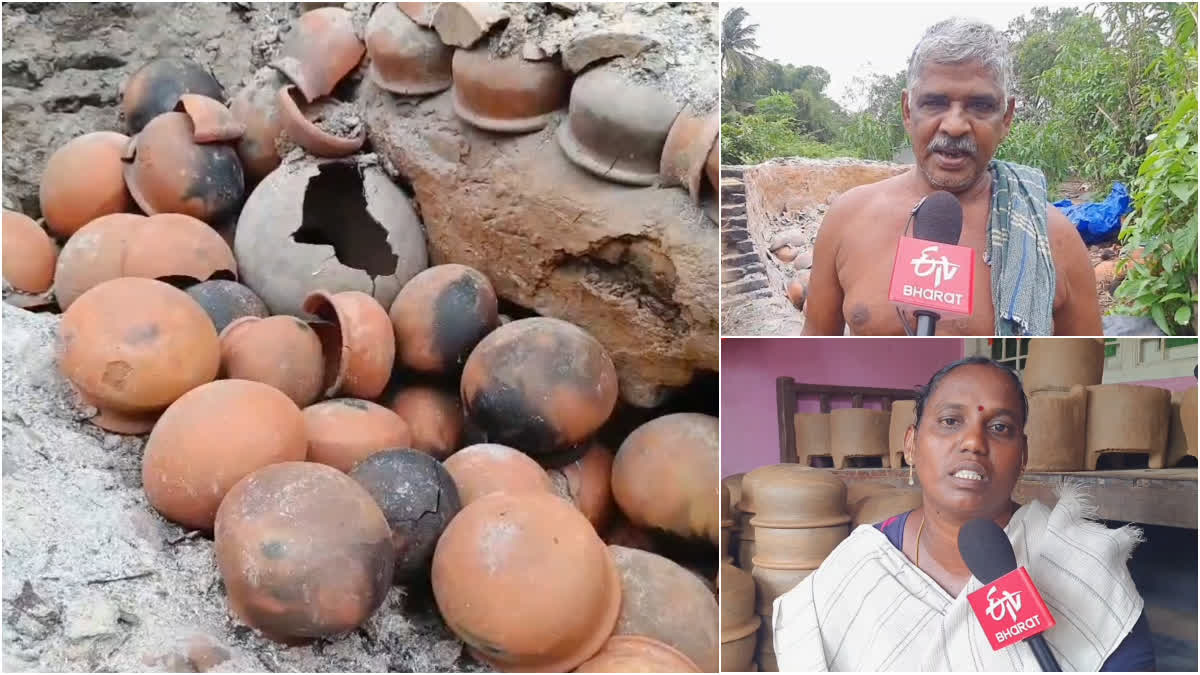 due to continuous heavy rains in Nagai affected the work of making pottery