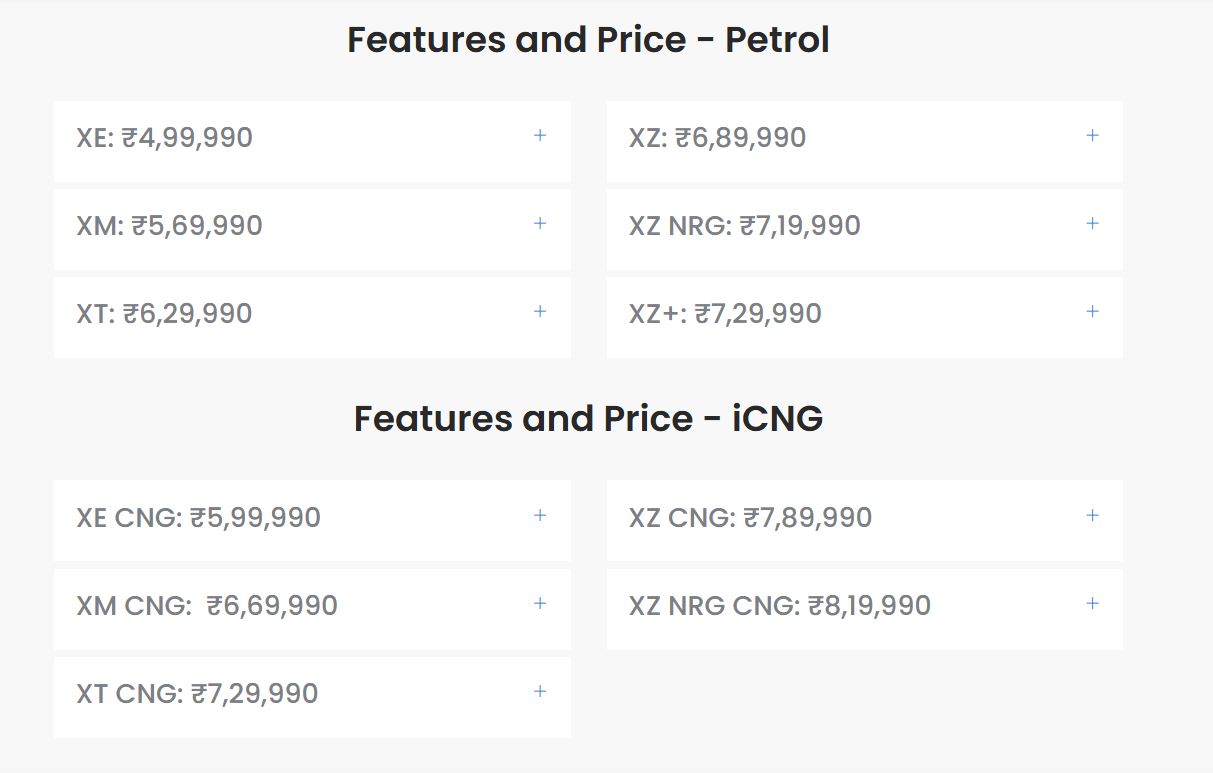 2025 Tata Tiago Price List