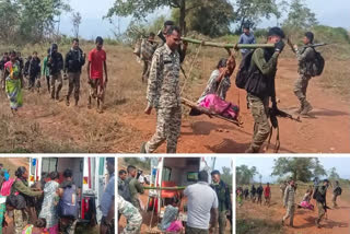 A video that is doing rounds on social media shows DRG force personnel carrying a pregnant woman on a makeshift stretcher through the jungle to help her reach the hospital. The incident took place in Dantewada's Loha village on Thursday.