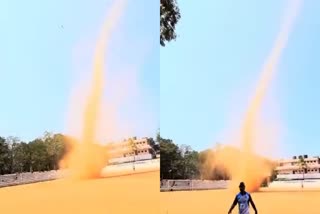 Dust Devil Process In Poojappura  Dust Devil Wind  ഡെസ്‌റ്റ് ഡെവിള്‍  പുജപ്പൂര ഡെസ്റ്റ് ഡെവിള്‍  തിരുവനന്തപുരം ചുഴലിക്കാറ്റ്